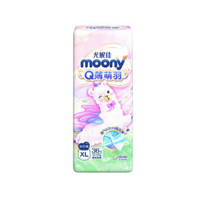 MOONY 尤妮佳Q薄萌羽小羊駝拉拉褲XL36片(12-17kg) 柔軟透氣輕芯超薄