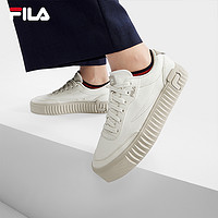 FILA 斐樂 女鞋GEAR 1S復(fù)古帆布鞋2024秋餅干鞋休閑運動鞋 白棉花糖-MM 35.5