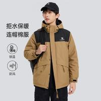 CAMEL 駱駝 男女同款拼接連帽棉服 W13V06979CA6W47