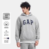 Gap 蓋璞 24秋冬款字母logo連帽抓絨衛(wèi)衣寬松休閑658648 灰色