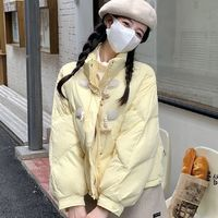 AiYiLian 愛依蓮 牛角扣棉服女短款2024年冬季韓版寬松棉襖小個子棉衣加厚