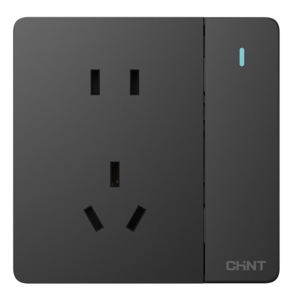 正泰（CHNT） 開關(guān)插座墻壁開關(guān)面板電源斜五孔插座暗裝USB插座6C深灰色 一開單控五孔