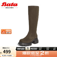 Bata 拔佳 顯瘦增高百搭彈力長筒靴 UJR03DG4