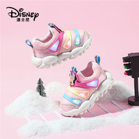 Disney 迪士尼 童鞋毛毛蟲(chóng)鞋女童加絨保暖兒童運(yùn)動(dòng)鞋冬季亮燈鞋小童二棉鞋