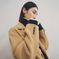 LILY商務(wù)時(shí)尚 女款秋冬季舒適柔軟羊毛氣質(zhì)純色高級(jí)復(fù)古雙排扣毛呢大衣 122409FN905