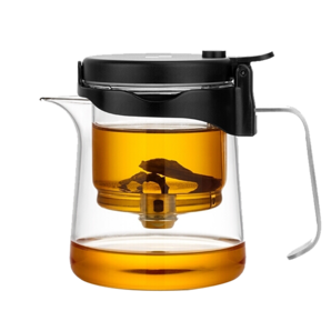 邦田（Bonston）全玻璃內(nèi)膽飄逸杯懶人一鍵過(guò)濾泡茶壺沖泡神器功夫茶具茶杯套裝 鷹嘴單壺 350ml