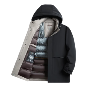 SHANSHAN杉杉【可脫卸帽鵝絨】羽絨服男秋冬新款厚款外套商務(wù)休閑男士羽絨 黑色 185