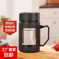 JINGDONG 某東 把手玻璃杯帶把 黑色 500ml