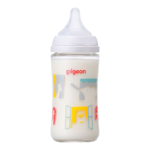 貝親（Pigeon）新生兒寶寶玻璃奶瓶第3代寬口徑自帶M號240ml 歡樂動(dòng)物園