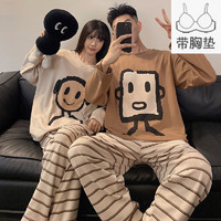 PEANOJEAN 情侶睡衣女帶胸墊家居服套裝 E340