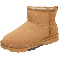 駱駝（CAMEL）女鞋 簡約純色毛絨平跟套筒雪地靴 LF22246875 駝色 38 