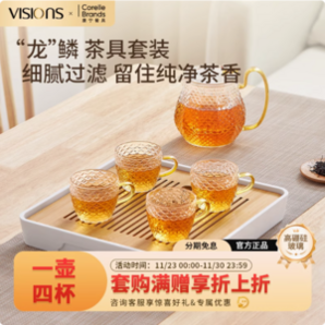 VISIONS 康寧 龍鱗 耐熱玻璃水杯水壺禮盒 1壺4杯