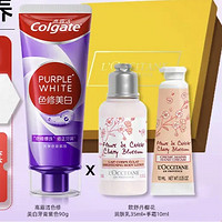 Colgate 高露潔 護理套裝（色修美白牙膏90g+歐舒丹櫻花潤膚乳35ml+手霜10ml）