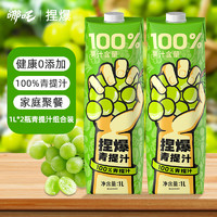 哪吒 100%青提汁1L*2瓶 果汁飲料