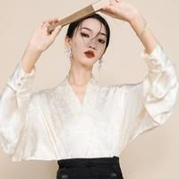 Anytime 隨時(shí) 漢服女中式國(guó)風(fēng)襯衫女款 改良飛機(jī)袖