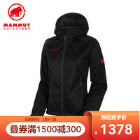 MAMMUT(鍋具) MAMMUT/猛犸象 Clion Advanced 軟殼衣女戶外防潑水衣透氣運(yùn)動(dòng)連帽軟殼夾克外套 黑色 XL