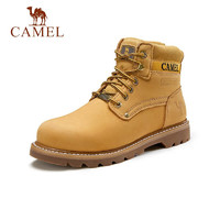 CAMEL 駱駝 男鞋復(fù)古情侶大黃靴真牛皮防滑工裝鞋男士保暖休閑馬丁靴 A842887034 金黃 40