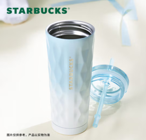 20點！STARBUCKS 星巴克 冰藍(lán)芭蕾系列 不銹鋼吸管杯 355ml 漸變款