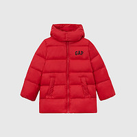 Gap 蓋璞 男女童2024秋季新款中長(zhǎng)高克重羽絨外套642186 紅色 120cm(6-7歲) 亞洲尺碼