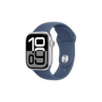 Apple 蘋果 Watch Series 10 智能手表 GPS款 42mm 銀色 丹寧色橡膠表帶 S/M