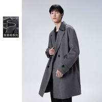 PEACEBIRD 太平鳥 男裝冬季中長(zhǎng)款毛呢大衣青開衫寬松男式大衣