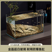 CHANGRUI 長銳 金晶超白玻璃魚缸烏龜缸裸缸斗魚缸生態(tài)溪流缸 金晶超白魚缸 30x20x20cm