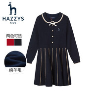 HAZZYS 哈吉斯 女童學(xué)院風(fēng)長袖連衣裙（綿羊毛）