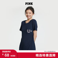VICTORIA'S SECRET PINK 舒適時尚馬卡龍色系居家新款自帶胸墊睡裙睡衣女2 5VCU午夜藍