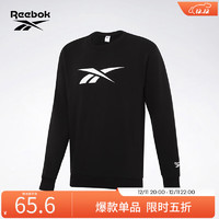 Reebok 銳步 官方男女黑色基礎(chǔ)LOGO款百搭時(shí)尚經(jīng)典圓領(lǐng)套頭長袖衛(wèi)衣 GR8472 黑色