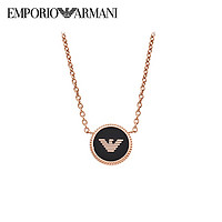 EMPORIO ARMANI 女士黑色鷹標項鏈  玫瑰金色 EGS2533221