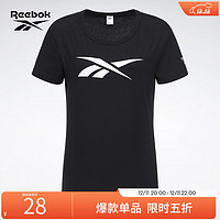 Reebok 銳步 女子TEE經典純色運動休閑短袖T恤 ELX66