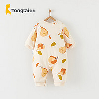 Tongtai 童泰 0-6個月嬰兒連體衣秋冬季新生純棉寶寶衣服偏開哈衣夾棉爬服 卡其 66cm