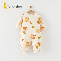 Tongtai 童泰 0-6個(gè)月嬰兒連體衣秋冬季新生純棉寶寶衣服偏開哈衣夾棉爬服 卡其 66cm