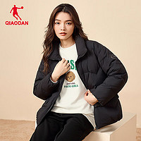 QIAODAN 喬丹 羽絨服女士外套冬季女裝保暖防風(fēng)防寒運動服休閑上衣 黑色 L