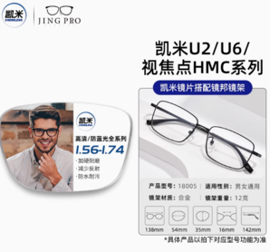 ZEISS 蔡司 1.67超薄防藍(lán)光樹脂鏡片*2片+純鈦鏡架多款可選（可升級FILA斐樂/SEIKO精工鏡架）