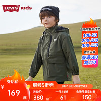 Levi's 李維斯 童裝男童休閑風衣冬季新款兒童保暖加絨上衣外套 橄欖綠 110/52(4)