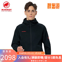 MAMMUT 猛犸象 Clion防風(fēng)連帽夾克軟殼男女上衣 黑色 M