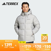 adidas 阿迪達斯 抗風溫暖疏水戶外保暖連帽鵝絨羽絨服男冬季阿迪達斯TERREX