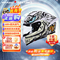 RYMIC 睿覓（RYMIC）摩托車頭盔全盔3C認(rèn)證專業(yè)機(jī)車競(jìng)技騎行頭盔跑盔男女四季通用SR6 黑白王者 XL (適合頭圍59-60)