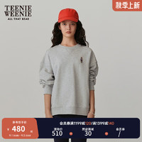 TEENIE WEENIE 小熊秋季圓領(lǐng)套頭衛(wèi)衣學(xué)院風(fēng)短款上衣休閑時(shí)尚女 淺灰色