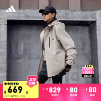 adidas 阿迪達斯 拒水防潑加絨內(nèi)膽三合一連帽外套男女冬季阿迪達斯輕運動 淺褐 XL