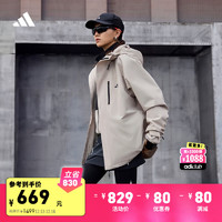 adidas 阿迪達斯 拒水防潑加絨內膽三合一連帽外套男女冬季阿迪達斯輕運動 淺褐 XL