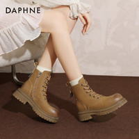 DAPHNE 達(dá)芙妮 時尚馬丁靴2024年秋冬百搭靴子女加絨工裝靴休閑短靴單靴