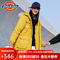 Dickies 帝客 棉服 可脫卸毛領(lǐng)字母印花多口袋夾克 男士秋冬厚外套 夾克男 9551 姜黃 XL