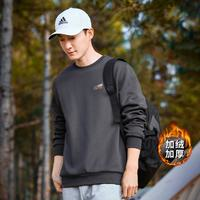Pioneer Camp 拓路者 加絨加厚男式衛(wèi)衣秋冬圓領(lǐng)長袖t恤印花保暖套頭無帽衛(wèi)衣上裝