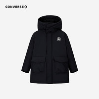 CONVERSE 匡威 男童中長(zhǎng)羽絨服2024冬季新款中大童連帽加厚加絨外套上衣