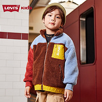 Levi's 李維斯 童裝男童棉服秋冬新款兒童撞色拼接外套仿羊羔絨保暖夾克 柔和藍(lán) 140/68(S)