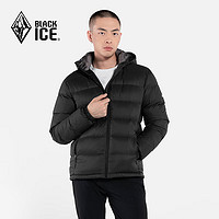 BLACKICE 黑冰 24休閑保暖連帽羽絨服戶外輕量可脫卸帽男款羽絨外套 啞黑 XXL