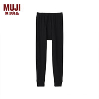 MUJI 無印良品 男士 棉羊毛冬季內(nèi)衣 細筒褲  打底褲 線褲 家居褲 黑色