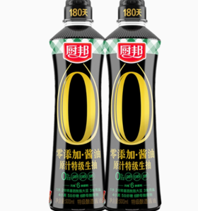 廚邦 醬油零添加原汁特級(jí)生抽 500ml*2